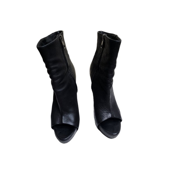 Allsaints women's black leather peep toe platform ankle booties 6.5M - Picture 4 of 10